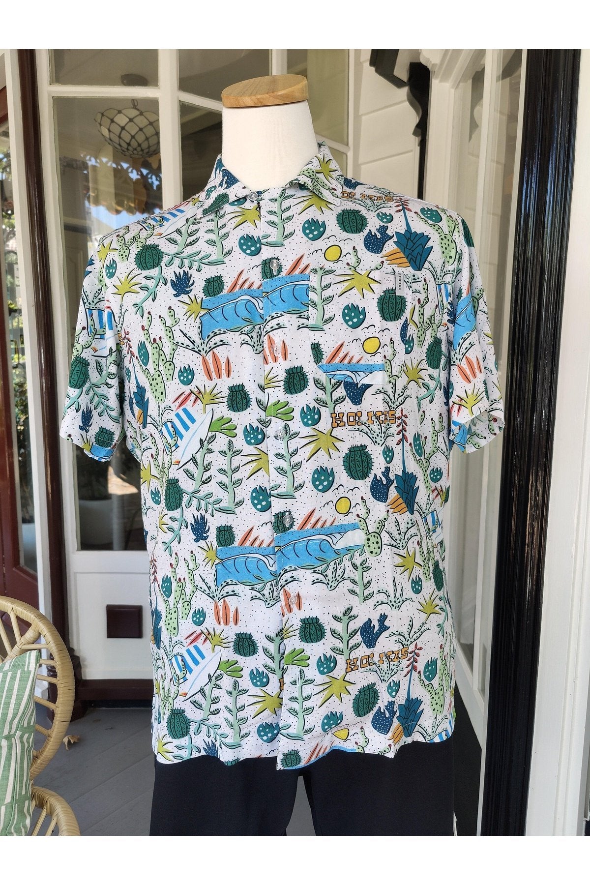 Cactus Summer Button-Up Mens Shirt - stok.