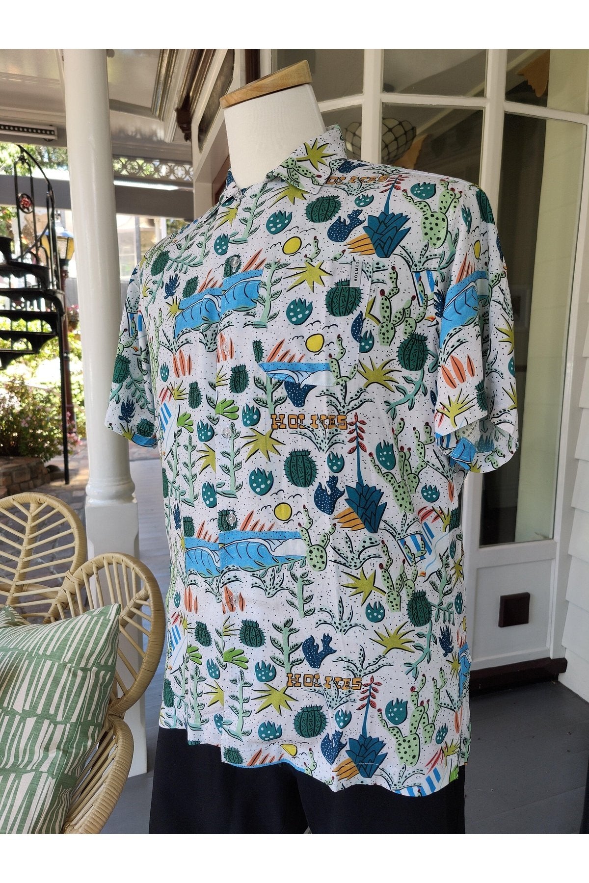 Cactus Summer Button-Up Mens Shirt - stok.