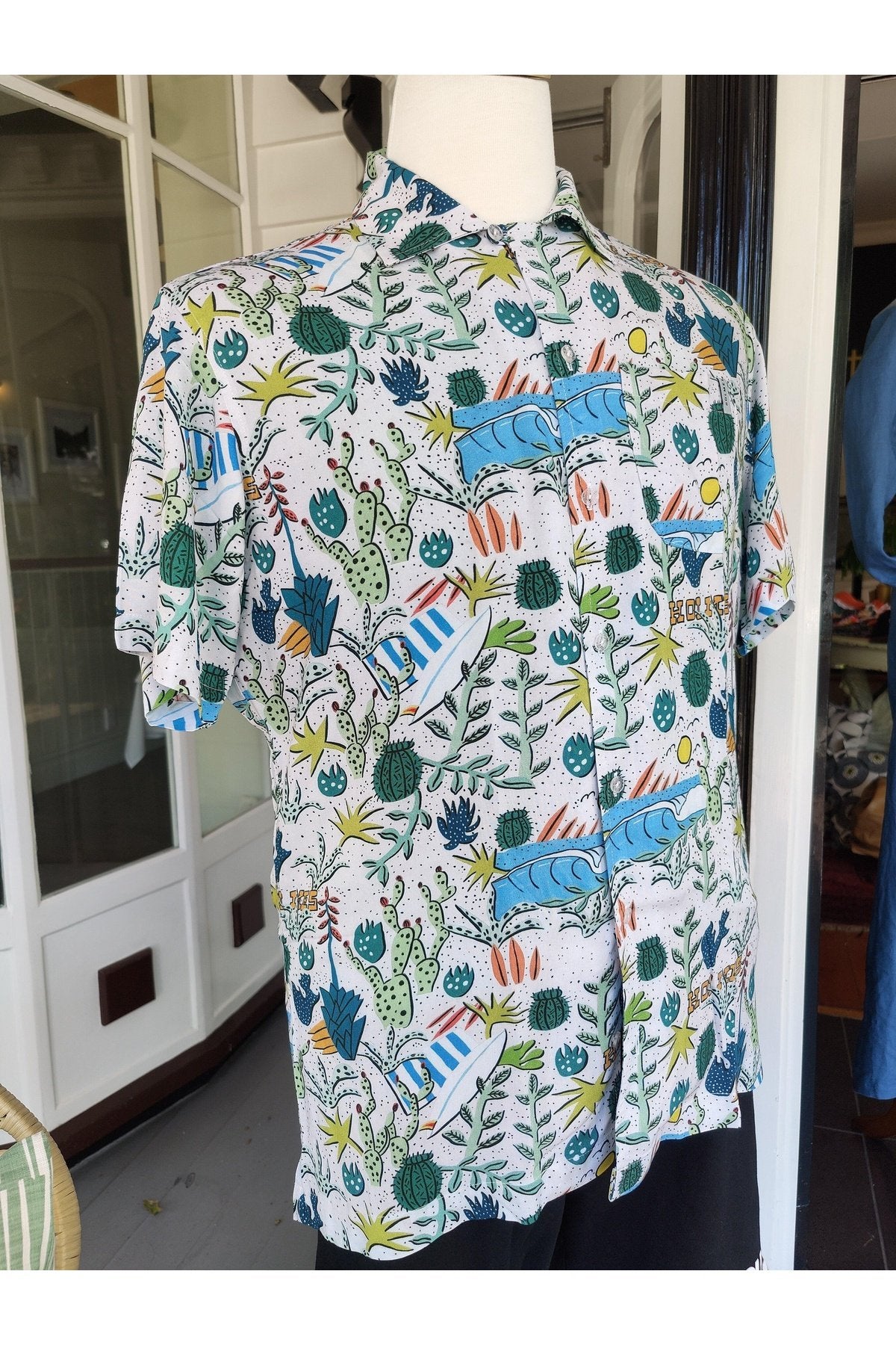Cactus Summer Button-Up Mens Shirt - stok.