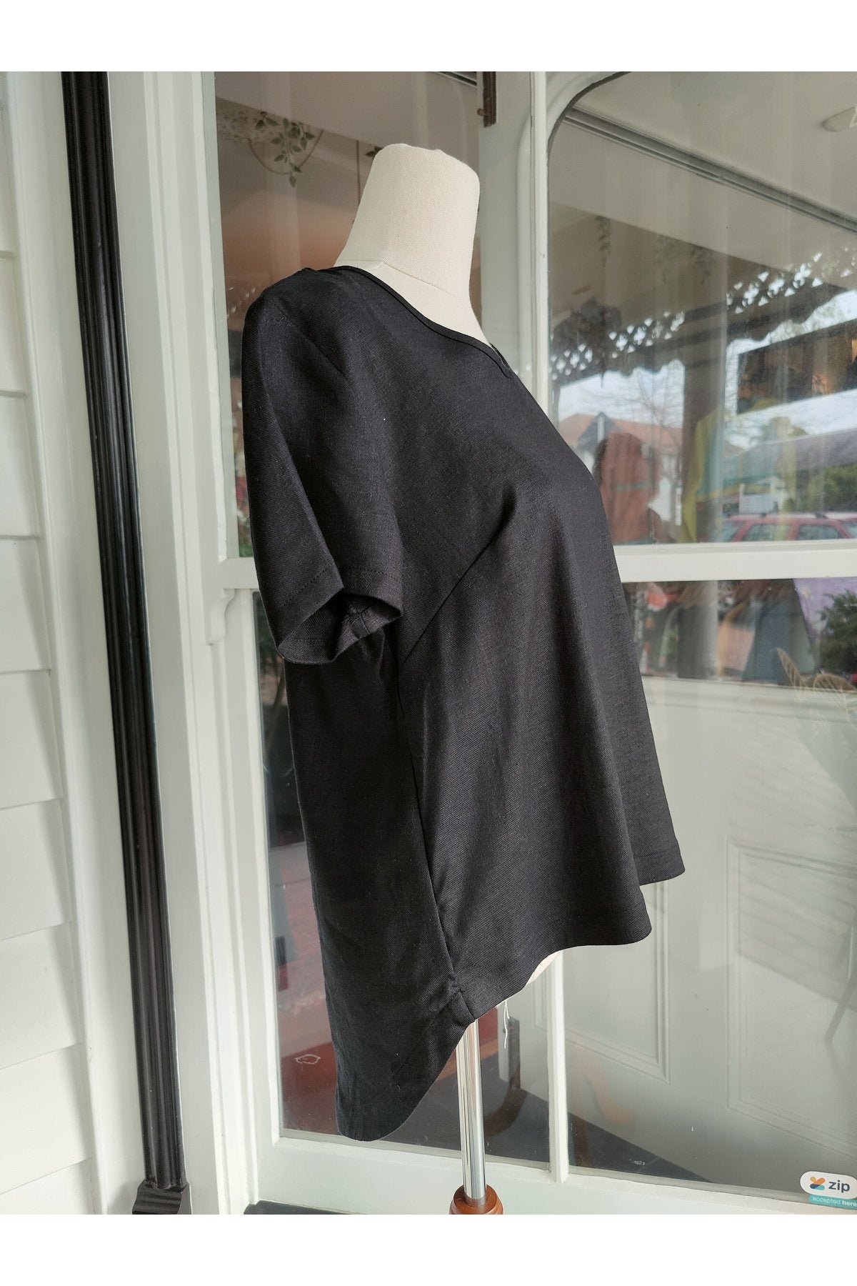 Linen Blend Top - Black