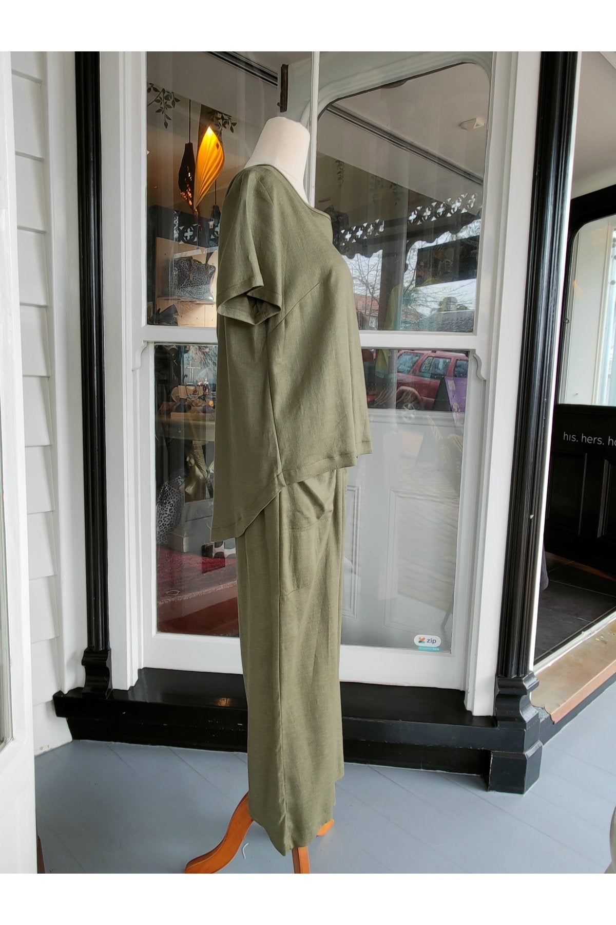 Linen Blend Top - Khaki