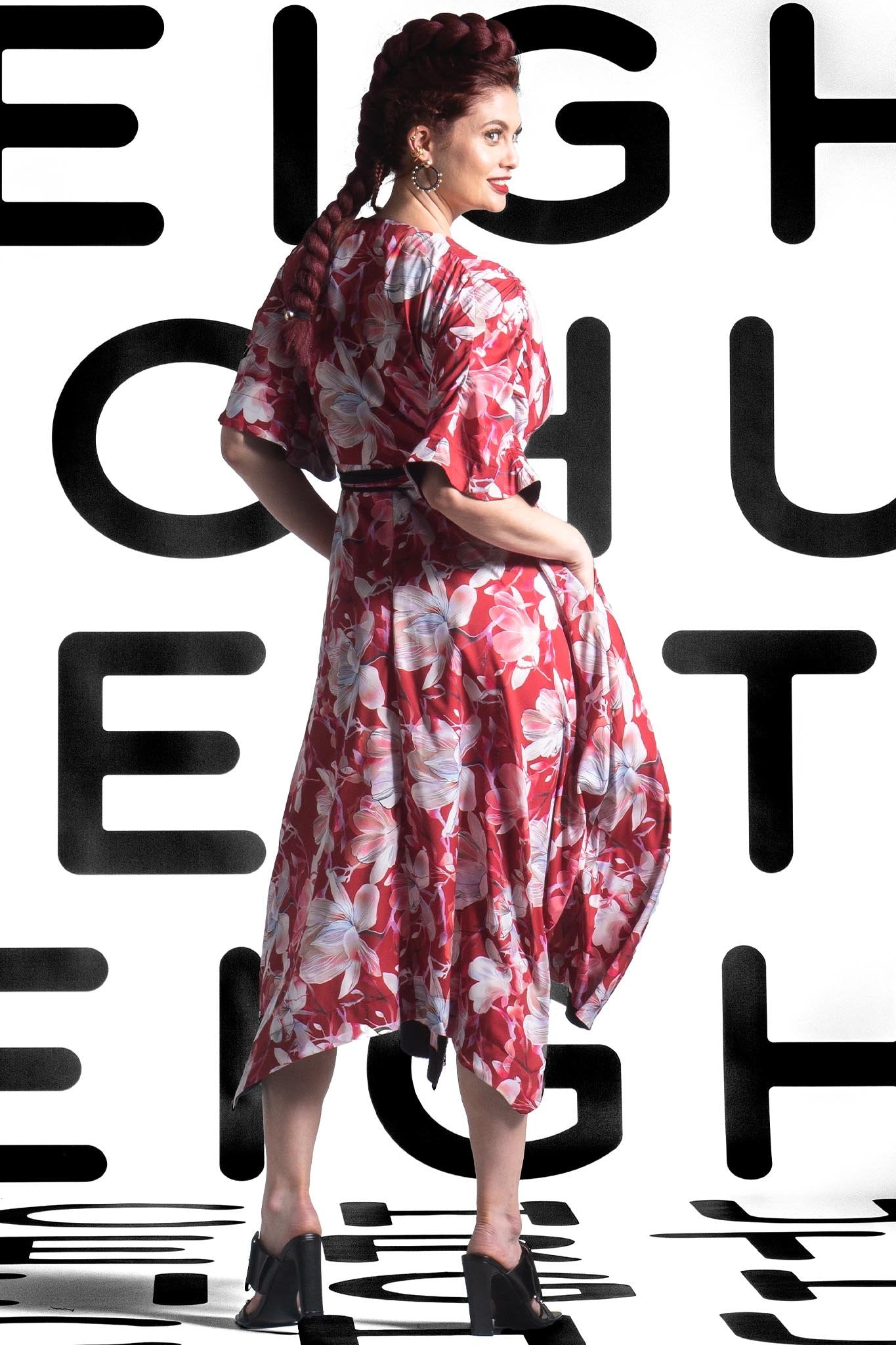 Moda Red Floral Dress