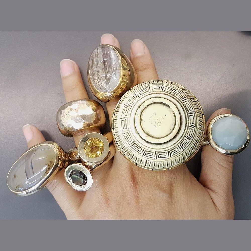 Bronze Ring with Quartz Stone - 1 of a kind - stok.