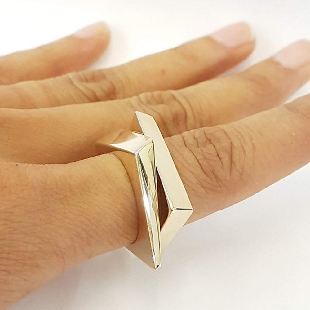 Angular Ring Set - Sterling Silver and or Bronze