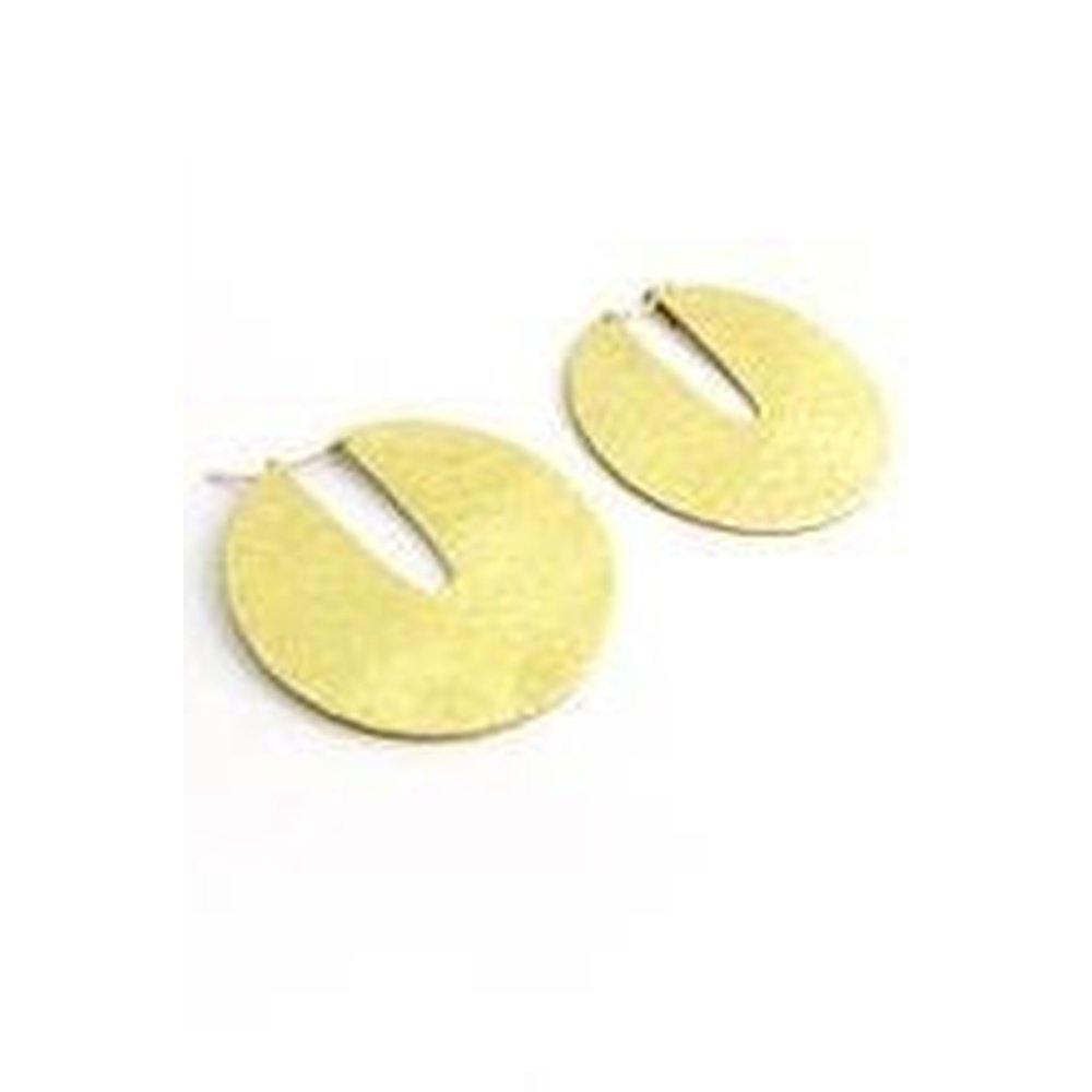 Solid Brass Disc Earring - stok.