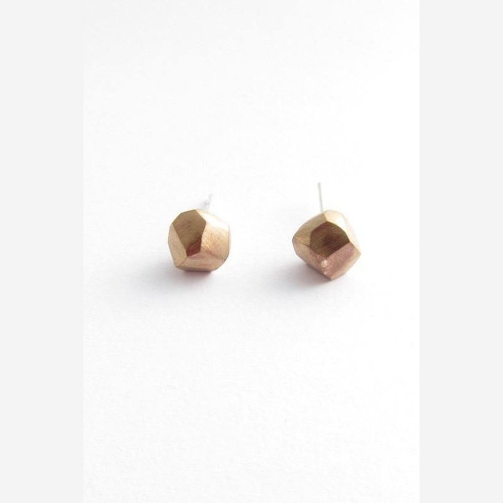 Nugget Earing Studs in Bronze or Silver - stok.
