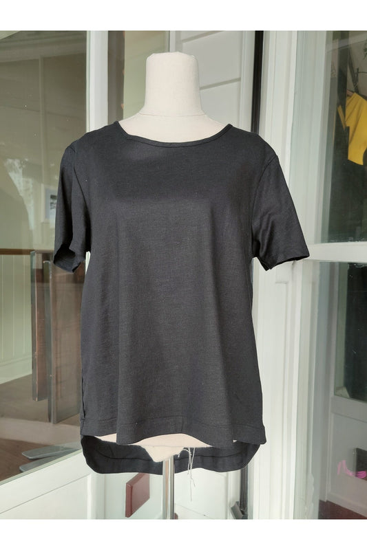 Linen Blend Top - Black