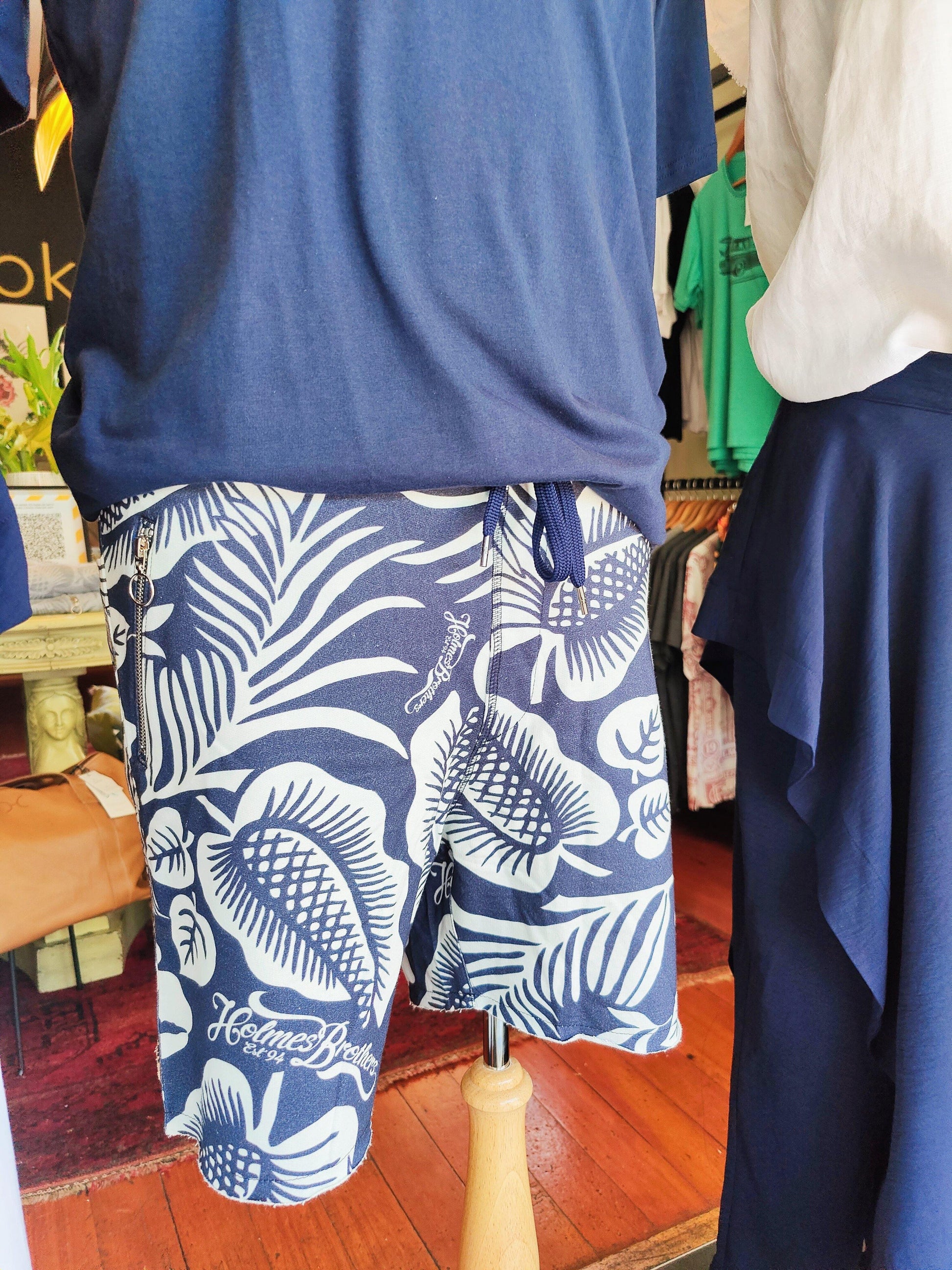 Navy Leaf Men's Shorts - stok.