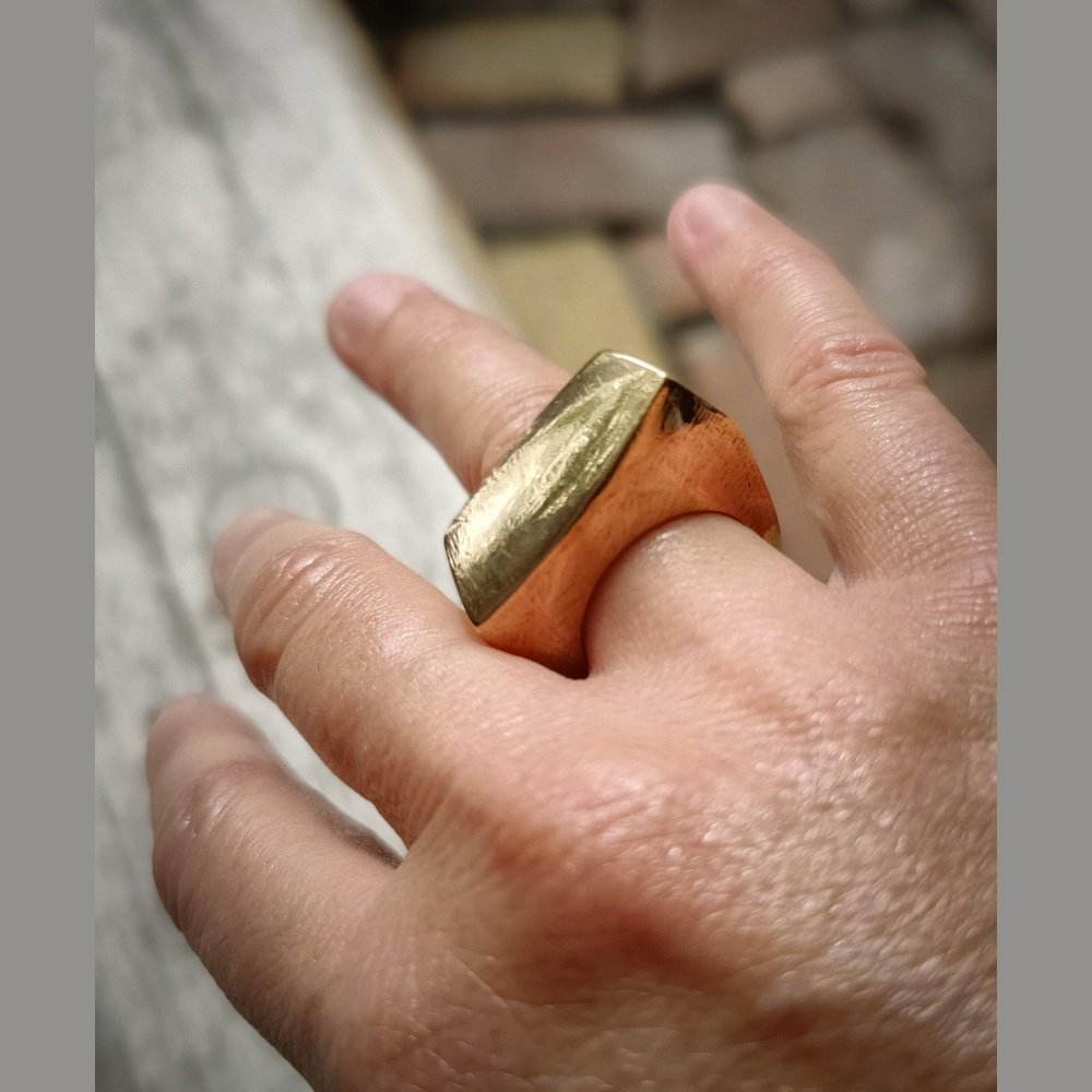 Irregular Organic Bronze Ring for His or Her - stok.