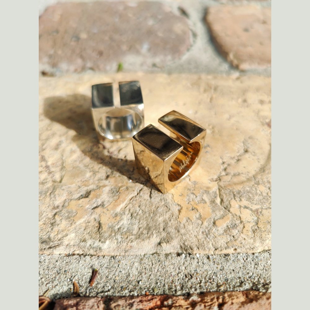 Sterling Silver or Bronze Split Square Solid Ring