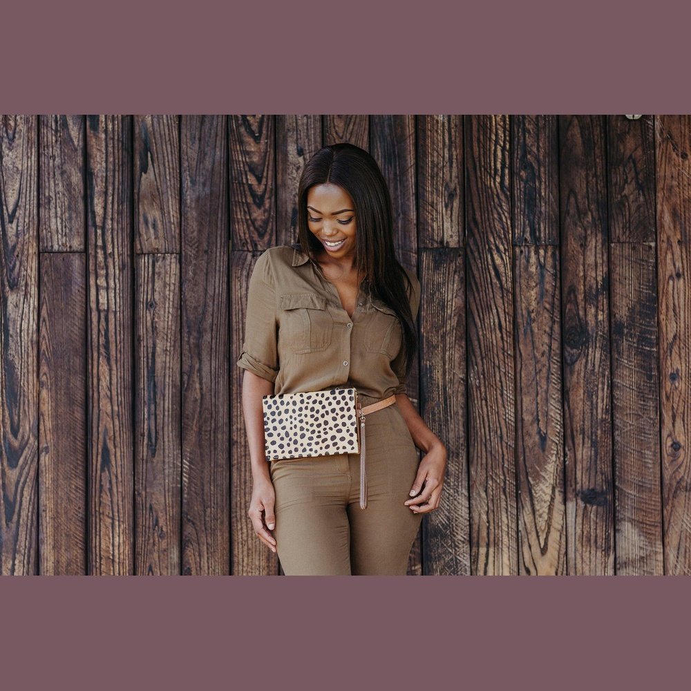 Cheetah Pouch Purse - Beige & Hazelnut - stok.