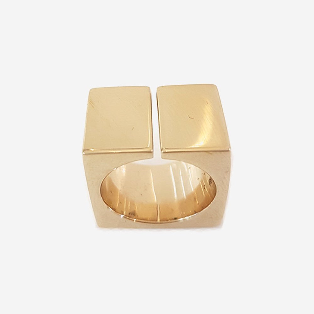 Sterling Silver or Bronze Split Square Solid Ring