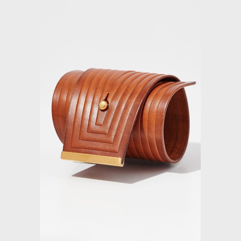 Leather Linear Wrap Cuff Bracelet Tan - stok.