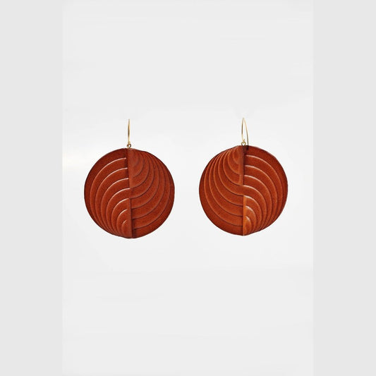 Leather Earrings Tan - stok.