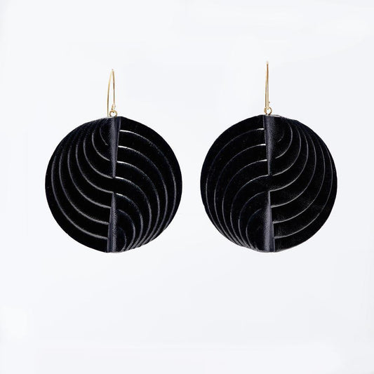 Leather Earrings Black - stok.