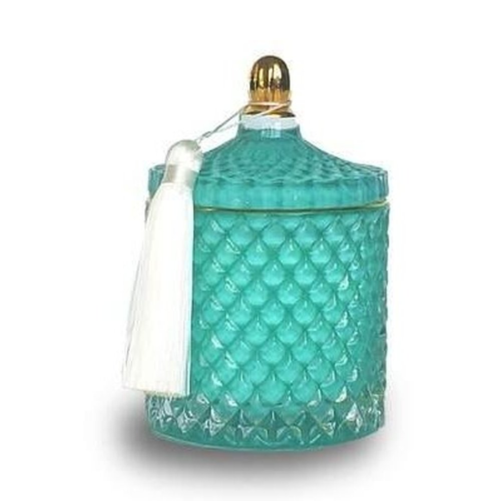 Organic Soy Candles - Turquoise Glass - stok.